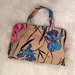Deadstock Vintage Orchid Floral Print Cosmetic/Travel Bag